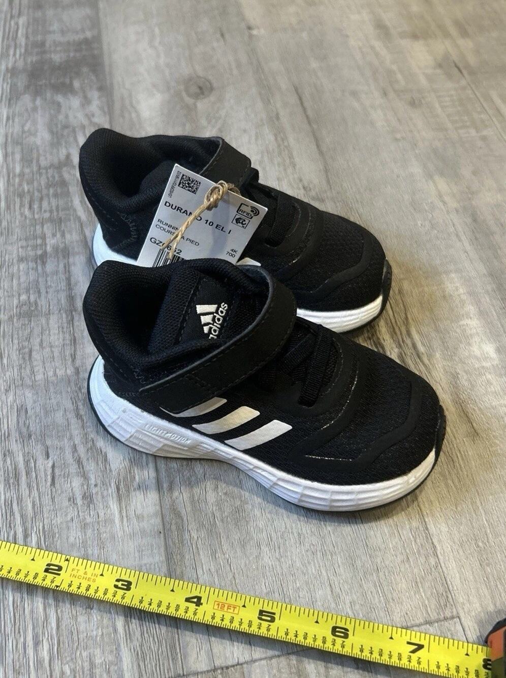 Adidas Little Kids Duramo 10 EL I running shoes size 5K Black with White Trim